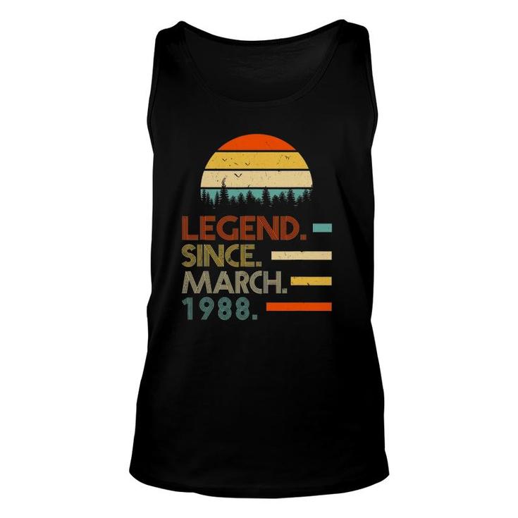 33 Years Old Retro Birthday Legend Since March 1988 Ver2 Unisex Tank Top