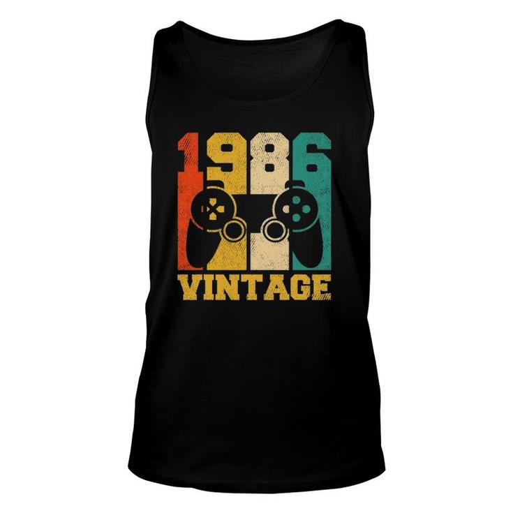 35 Years Old Gifts Vintage 1986 Video Game 35Th Birthday Unisex Tank Top