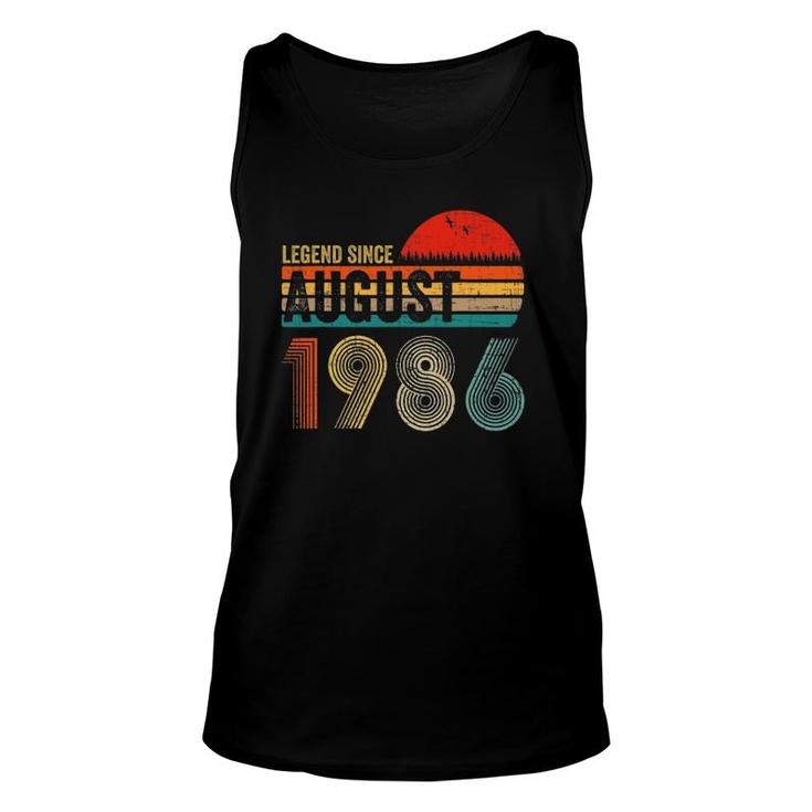 35 Years Old Retro Birthday Gift Legend Since August 1986 Ver2 Unisex Tank Top