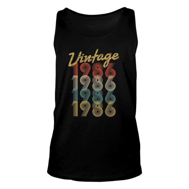 35Th Birthday Gift Vintage 1986 Retro Pop Style 35 Years Old Unisex Tank Top