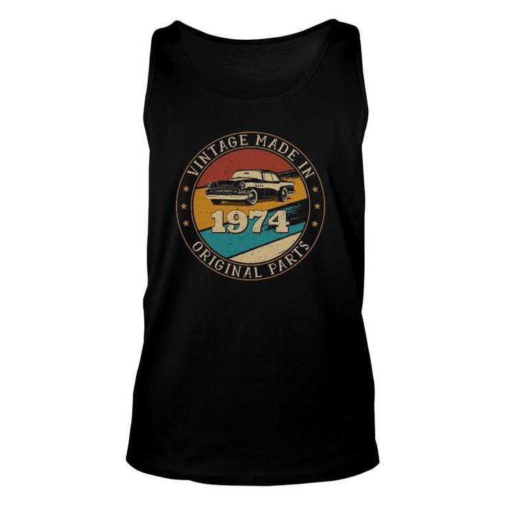 47 Years Old Retro Vintage Car Made In 1974 47Th Birthday Unisex Tank Top