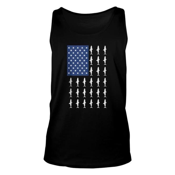 4Th Of July Shark  American Flag Independence Day Shark Unisex Tank Top