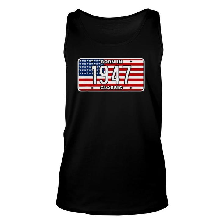 75 Years Old Vintage Classic Car 1947 75Th Birthday Unisex Tank Top