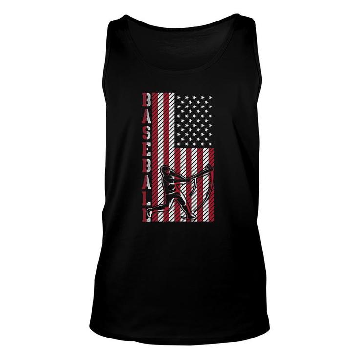 American Sport Batter Usa Flag Baseball Player Baseball Unisex Tank Top