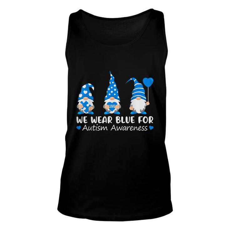 Autism Awareness Gnome In April We Wear Blue Ribbon Puzzle  Unisex Tank Top