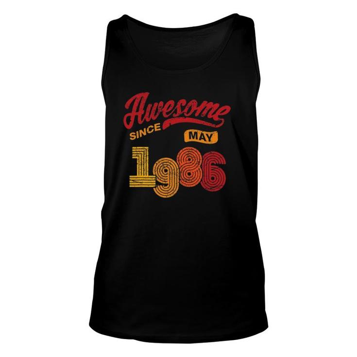 Awesome Since May 1986 35 Years Old 35Th Birthday Unisex Tank Top