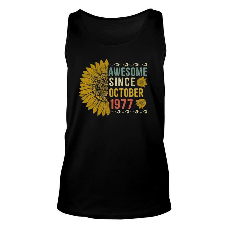 Awesome Since October 1977 Flower 44 Years Old 44Th Birthday Gift Unisex Tank Top