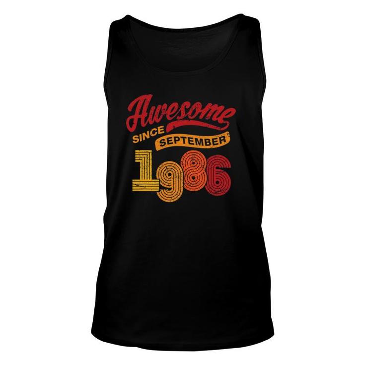 Awesome Since September 1986 35 Years Old 35Th Birthday Gift Unisex Tank Top