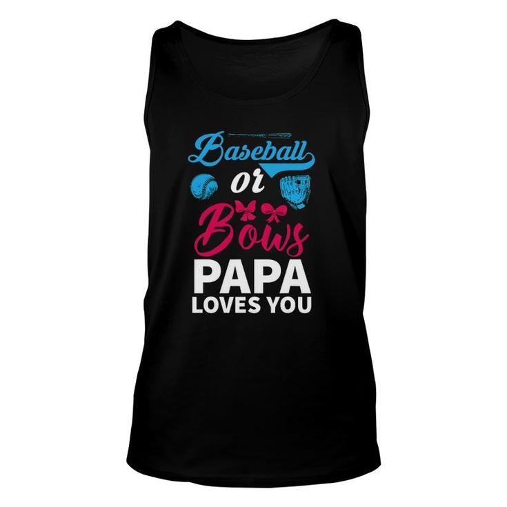 Baseball Or Bows Papa Loves You Gender Reveal Party Baby Unisex Tank Top