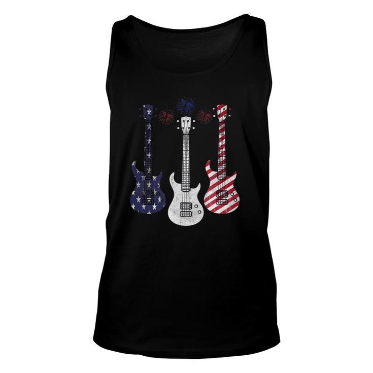 Bass Guitar Flag Usa 4Th Of July Independence Day Pattern Unisex Tank Top