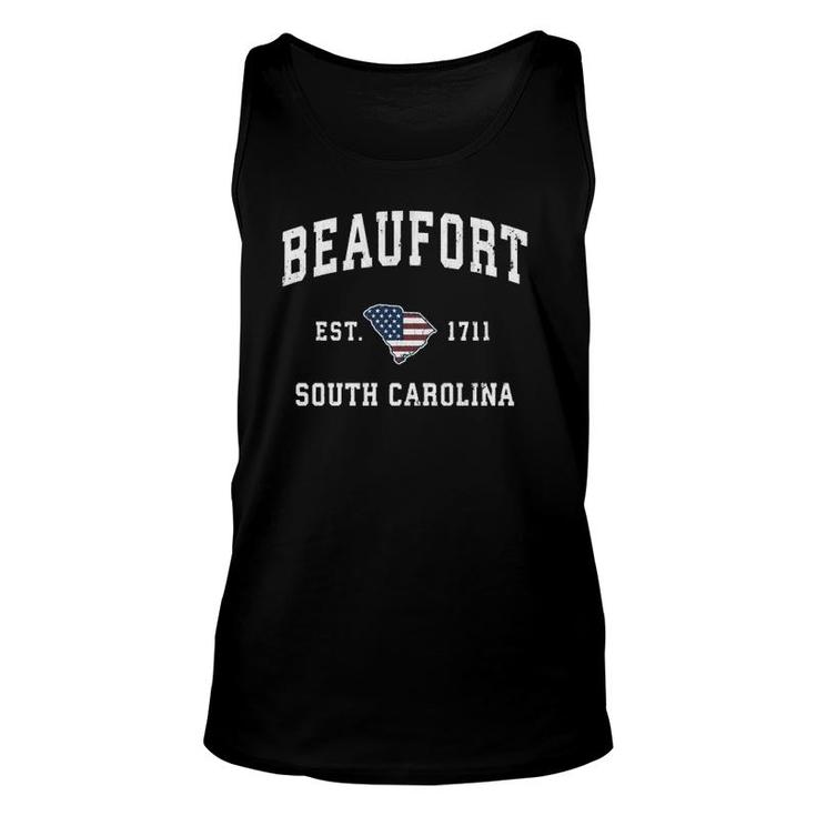 Beaufort South Carolina Sc Vintage American Flag Design  Unisex Tank Top