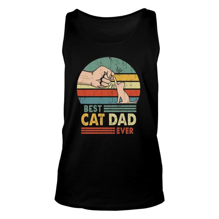 Best Cat Dad Ever Retro Vintage Paw Fist Bump Gift For Who Loves Cat Kitten Owners Unisex Tank Top