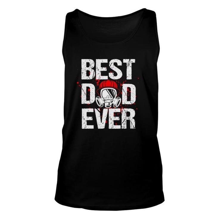 Best Dad Ever Vintage Firefighter Thin Red Line Fireman Gift Unisex Tank Top