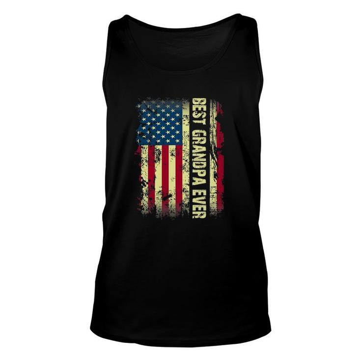 Best Grandpa Ever Vintage American Flag Gift Fathers Day Tee Unisex Tank Top