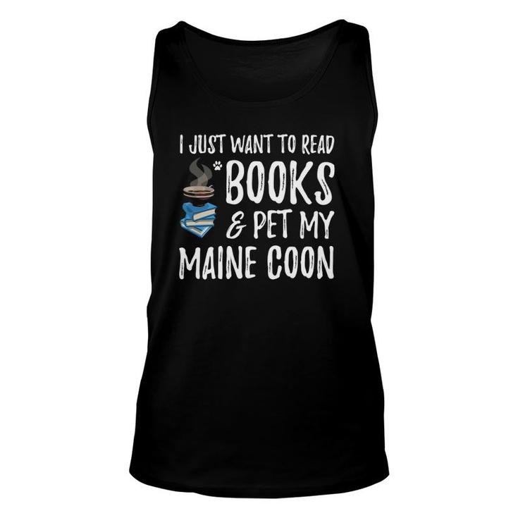 Books And Maine Coon  Funny Cat Mom Or Cat Dad Gift Unisex Tank Top