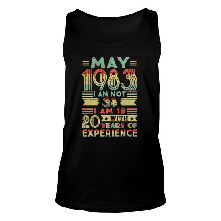Born May 1983 38Th Birthday Made In 1983 38 Years Old Awesome Unisex Tank Top