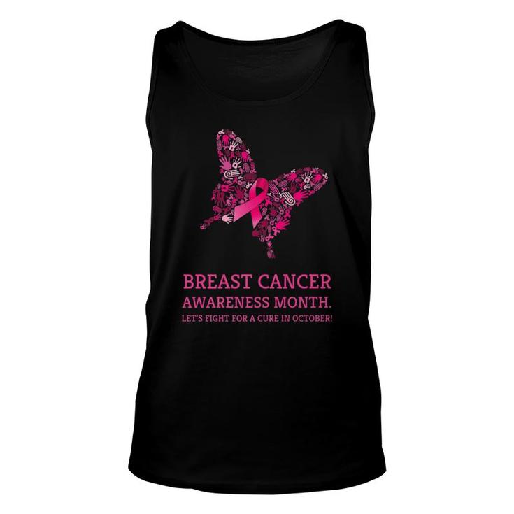 Breast Cancer Awareness October Butterfly Unisex Tank Top