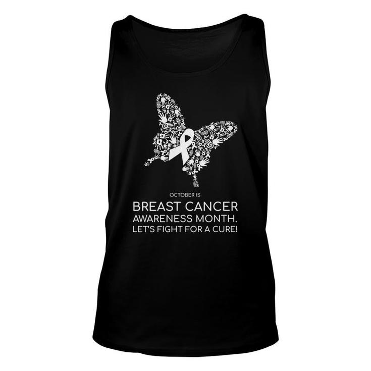 Breast Cancer Awareness October White Butterfly Unisex Tank Top