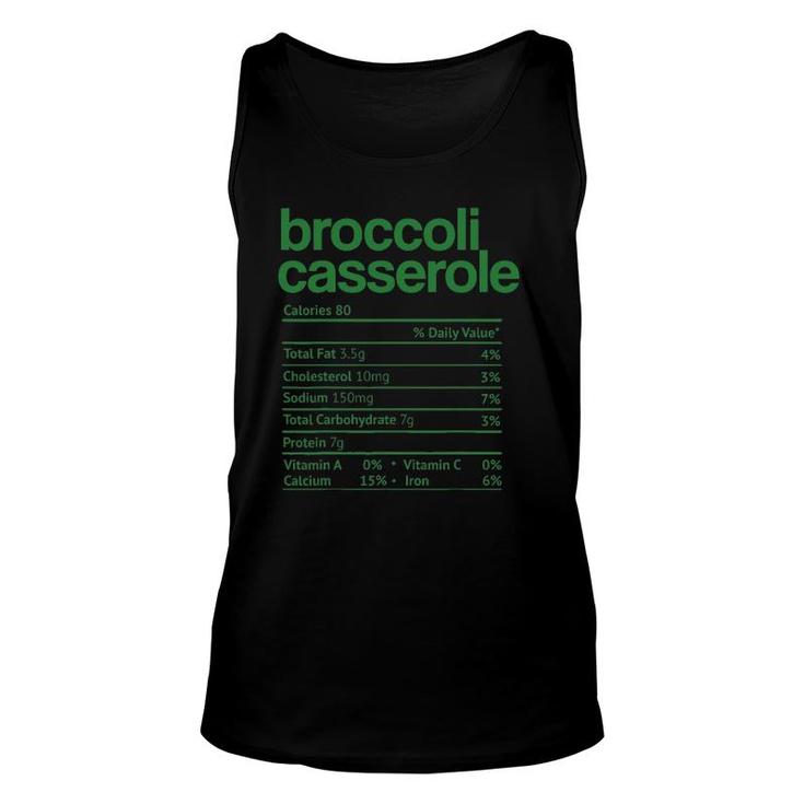 Broccoli Casserole Nutrition Facts Thanksgiving Christmas Unisex Tank Top