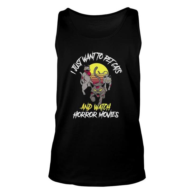 Cats And Horror Movies Funny Horror Movies Gift Classic Unisex Tank Top
