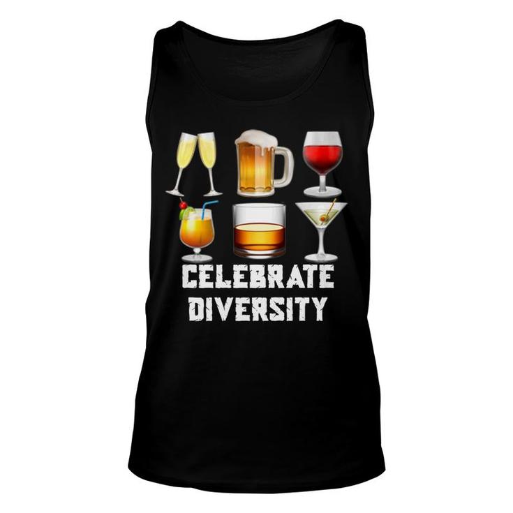 Celebrate Diversity Funny Beer Wine Alcohol Lover Unisex Tank Top