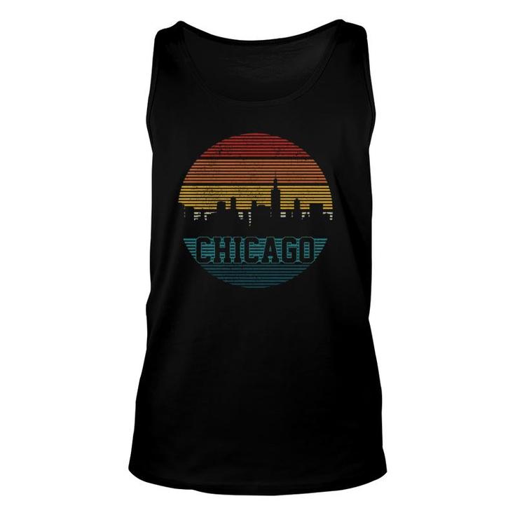 Chicago Skyline Vintage Retro Illinois Pride Gift  Unisex Tank Top