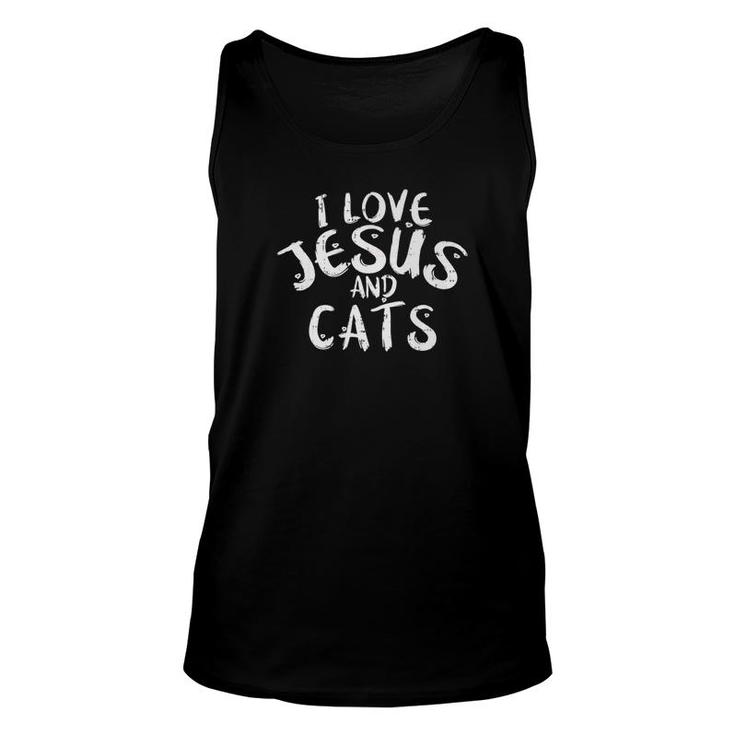 Christmas I Love Jesus And Cats Christian Pet Xmas Unisex Tank Top