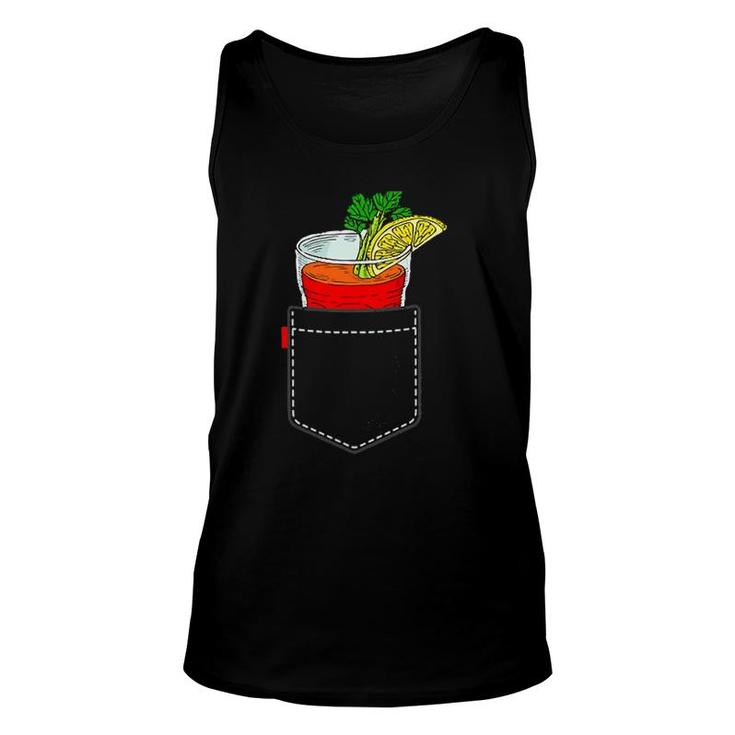 Cocktail To Go In Chest Pocket Bloody Mary Unisex Tank Top