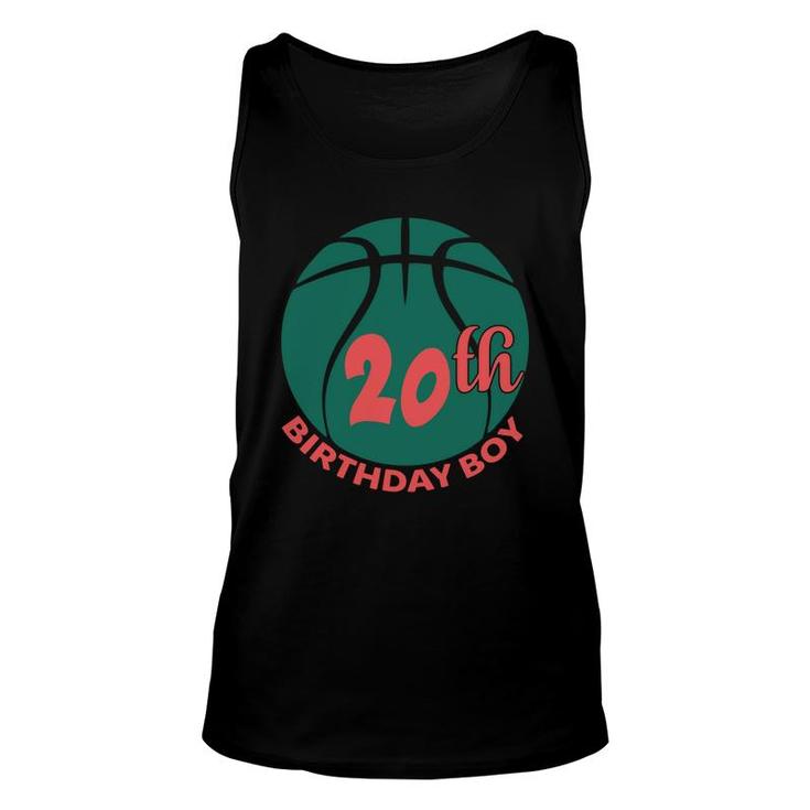 Congratuations 20Th Birthday Boy With A Gift A Ball Since 2002 Unisex Tank Top