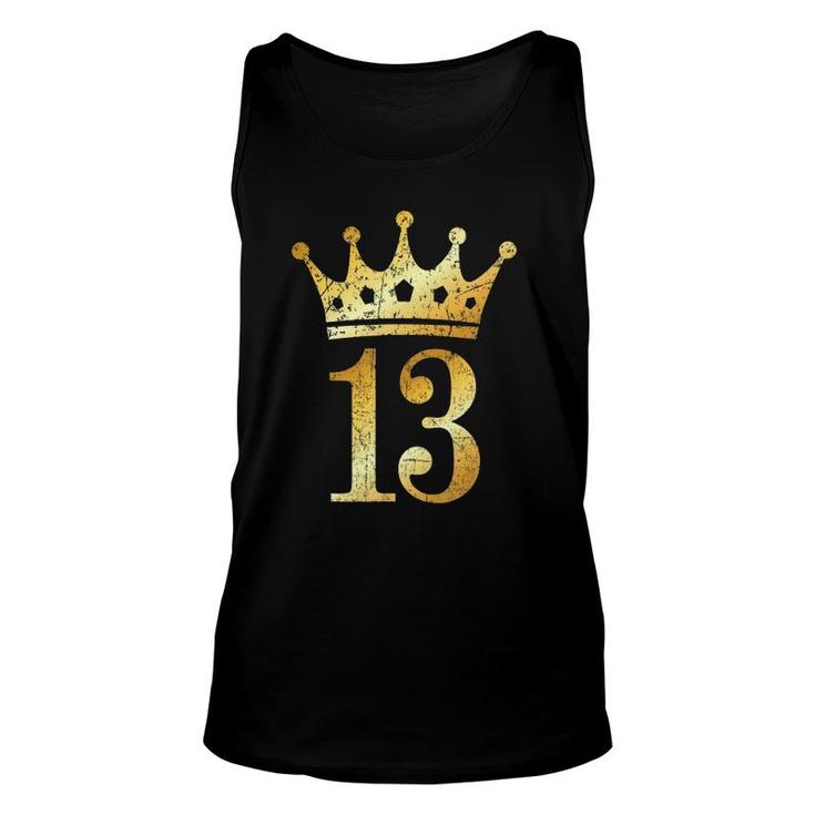 Crown Number 13 Vintage Golden Yellow 13Th Birthday Unisex Tank Top