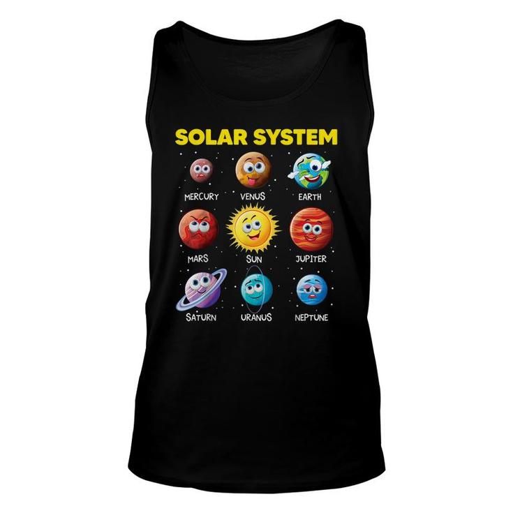 Cute Solar System Funny Planet Faces Space Science Boy Girl  Unisex Tank Top