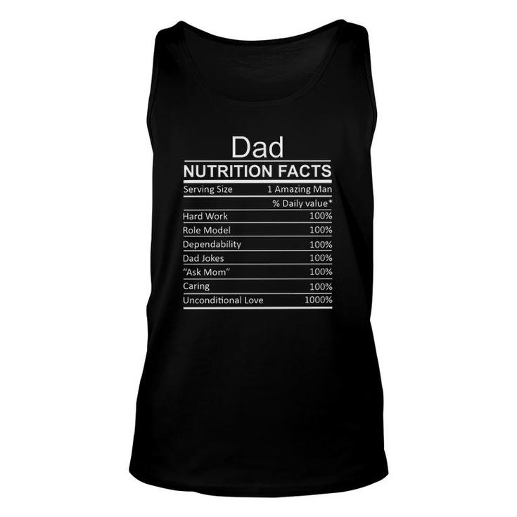 Dad Nutrition Facts Funny New Letters Unisex Tank Top