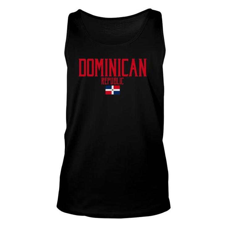 Dominican Republic Flag Vintage Red Text Unisex Tank Top