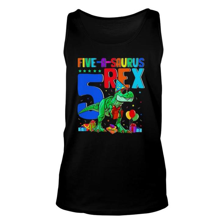 Five-A-Saurus Rex 5Th Birthday 5 Years Oldrex Lover Unisex Tank Top