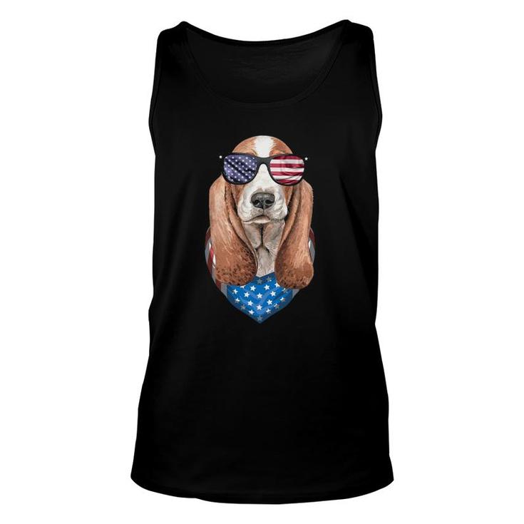 Fourth Of July Dog American Flag July 4Th Basset Hound Unisex Tank Top