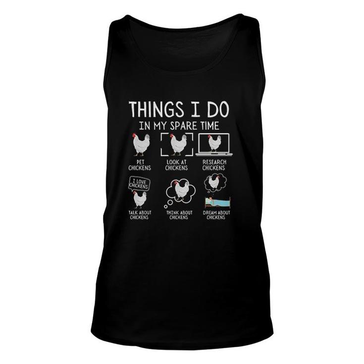 Funny Chickens Print Things I Do In My Spare Time Unisex Tank Top
