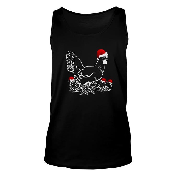 Funny Christmas Chicken  Hen And Chicks Santa Hat Tee Unisex Tank Top