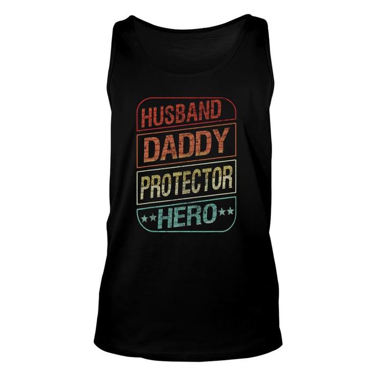 Funny Dad Gift Husband Daddy Protector Hero Fathers Day Mens Unisex Tank Top