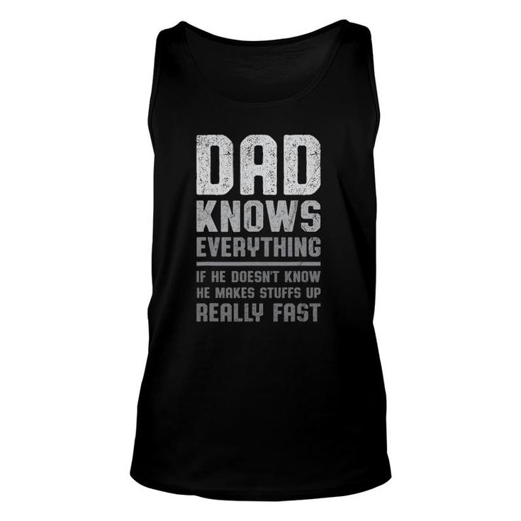 Funny Fathers Day Dad Knows Everything Dad Joke Periodically Unisex Tank Top