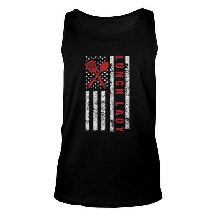 Funny Lunch Lady School Cafeteria Worker American Flag Unisex Tank Top