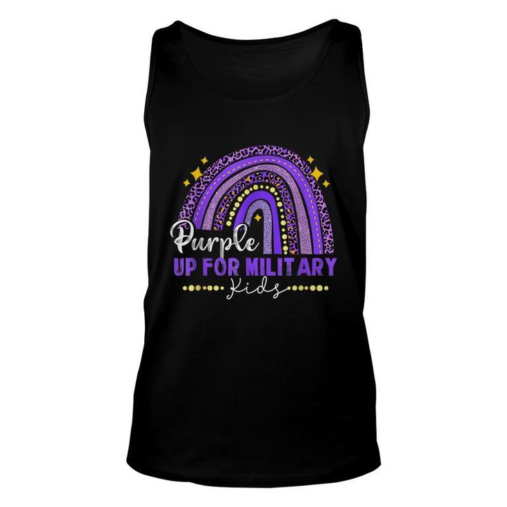 Funny Rainbow Purple Up For Military Kids Month Ribbon  Unisex Tank Top