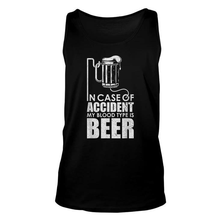 Funny Vintage My Blood Type Is Beer Distressed Alcoholic Unisex Tank Top