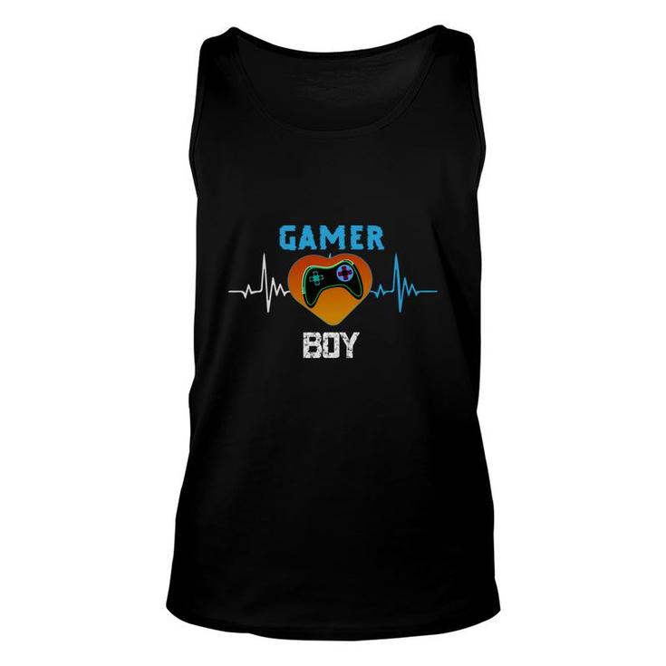 Gamer Boy Heartbeat Birthday Boy Matching Video Gamer Design Unisex Tank Top