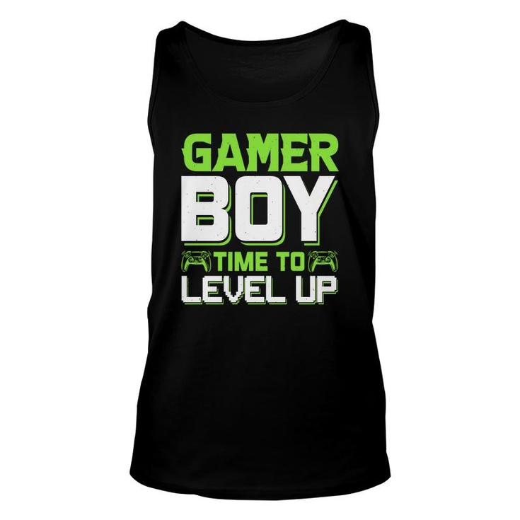Gamer Boy Time To Level Up Birthday Boy Matching Video Gamer Design Unisex Tank Top
