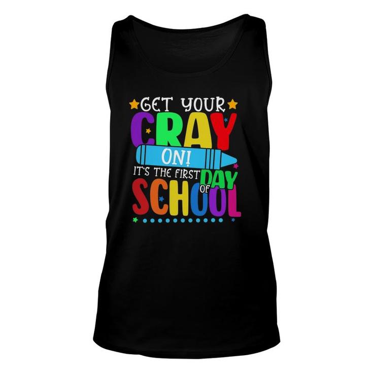 Get Your Crayon Happy First Day Of School Teacher Student Unisex Tank Top