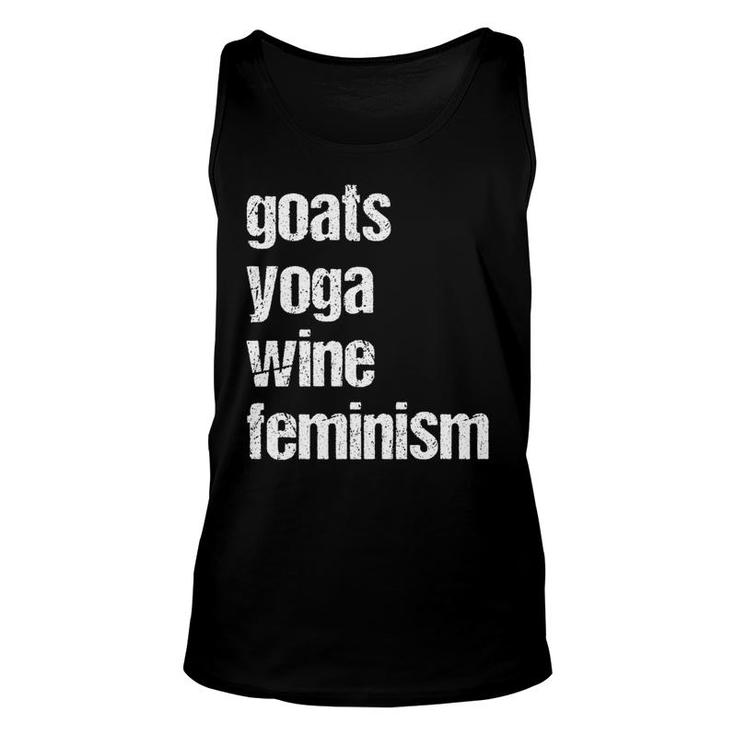 Goats Yoga Wine Feminism Fun For Yoga Practitioners Unisex Tank Top