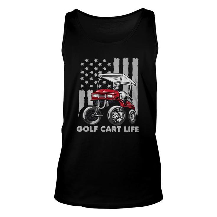 Golf Cart Life Golfing Lover Golfer American Flag Unisex Tank Top