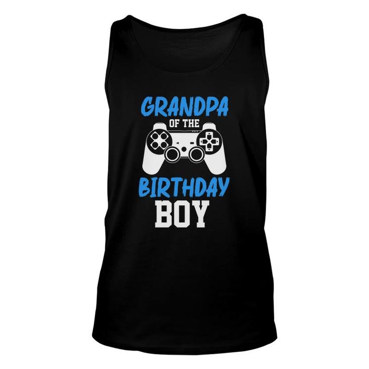 Grandpa Of The Birthday Boy Matching Video Gamer Blue Great Unisex Tank Top