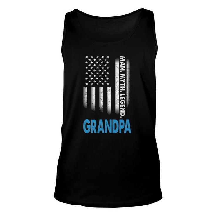 Grandpa The Man The Myth The Legend Us Flag Fathers Day Unisex Tank Top