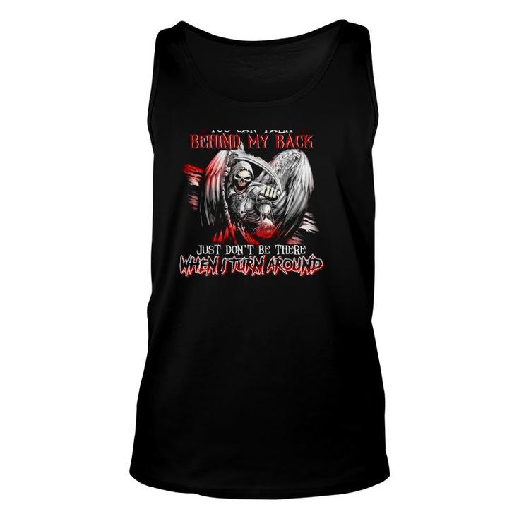 Grim Reaper Wings Grumpy Old Man You Can Talk Behind My Back Just Dont Be There When I Turn Around Unisex Tank Top